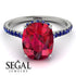 Hidden Halo Cushion Ruby Ring - Alayna No. 72