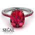 Hidden Halo Cushion Ruby Ring - Alayna No. 57