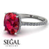 Hidden Halo Cushion Ruby Ring - Alayna No. 12