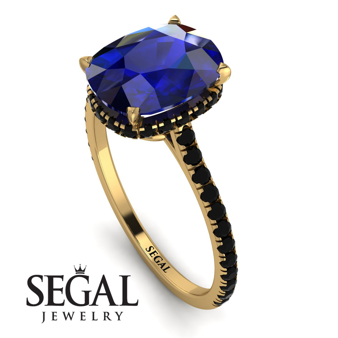 Hidden Halo Cushion Sapphire Ring - Alayna No. 43