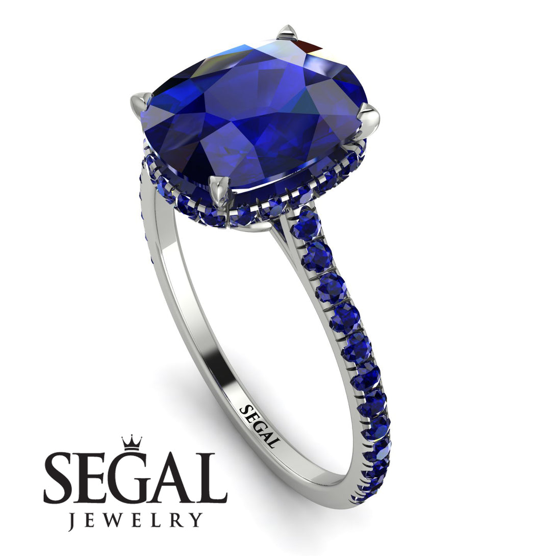 Hidden Halo Cushion Sapphire Ring - Alayna No. 75