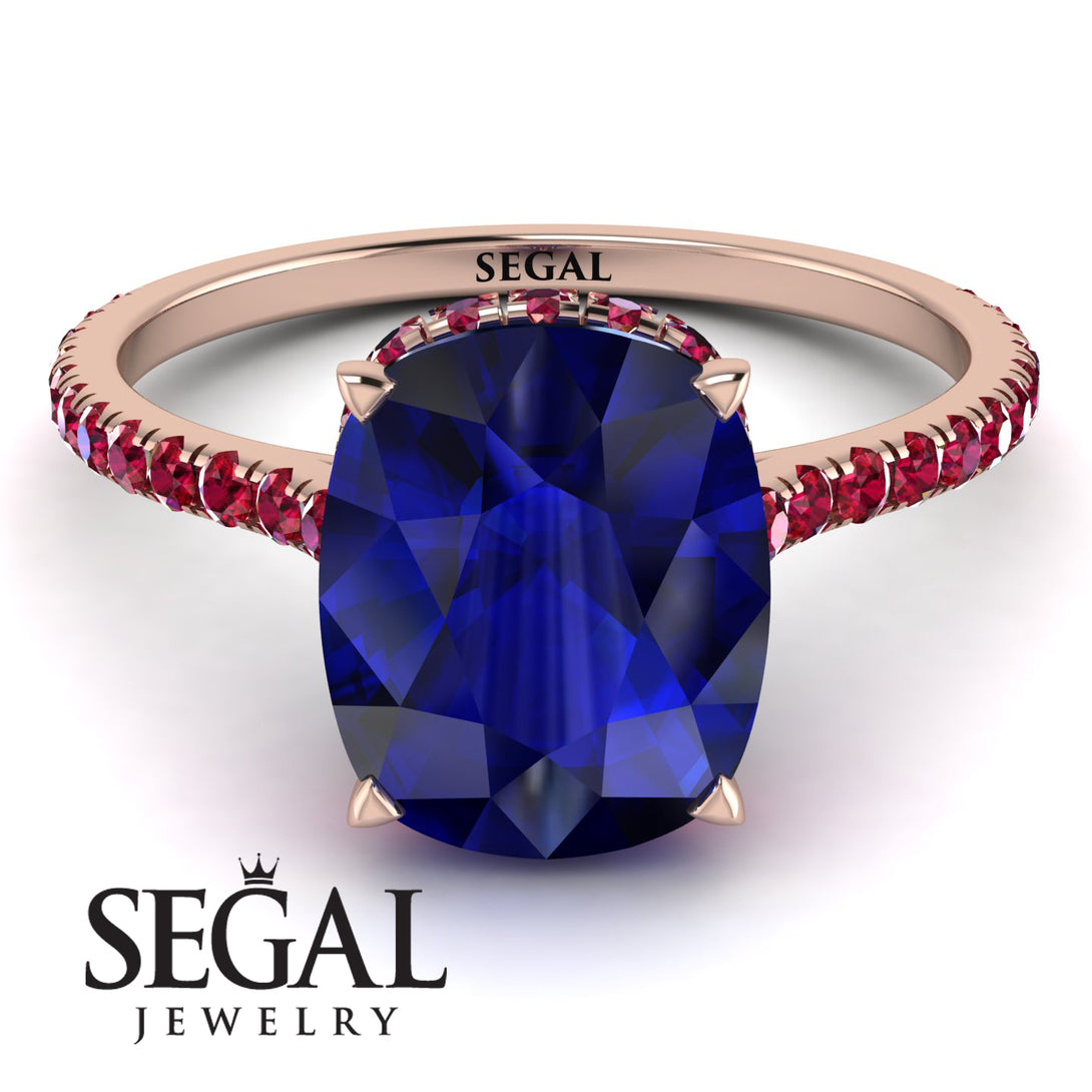 Hidden Halo Cushion Sapphire Ring - Alayna No. 59