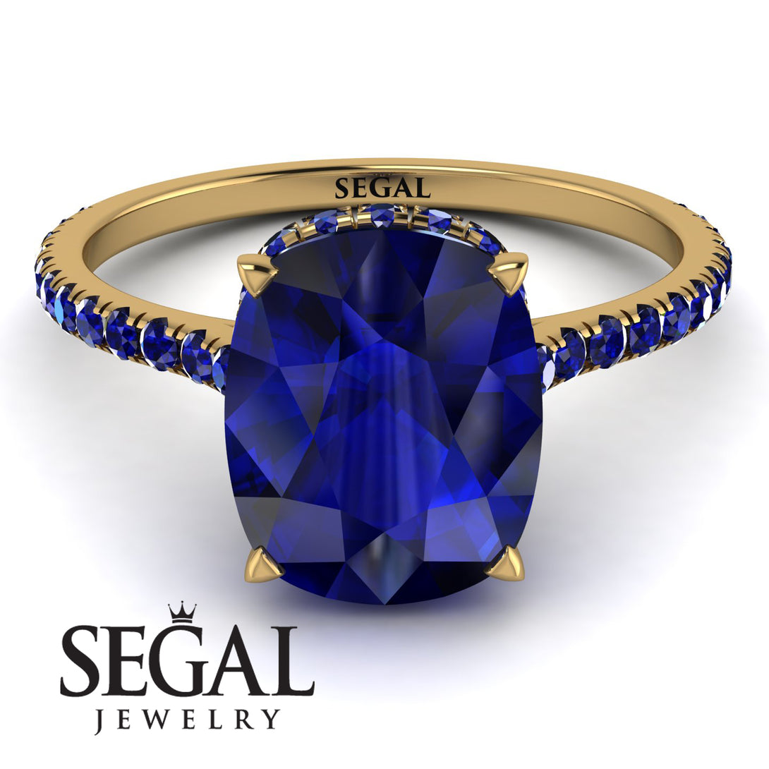 Hidden Halo Cushion Sapphire Ring - Alayna No. 73