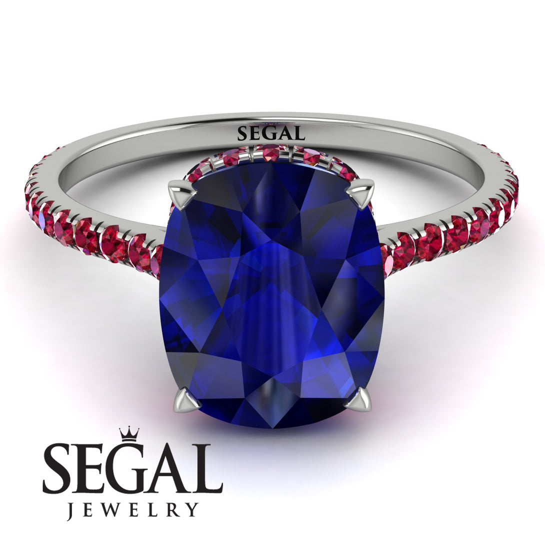 Hidden Halo Cushion Sapphire Ring - Alayna No. 60