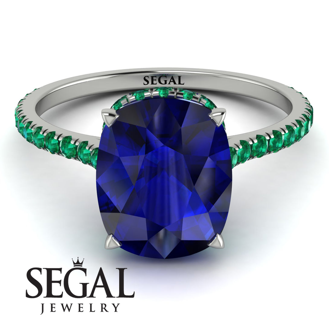 Hidden Halo Cushion Sapphire Ring - Alayna No. 30