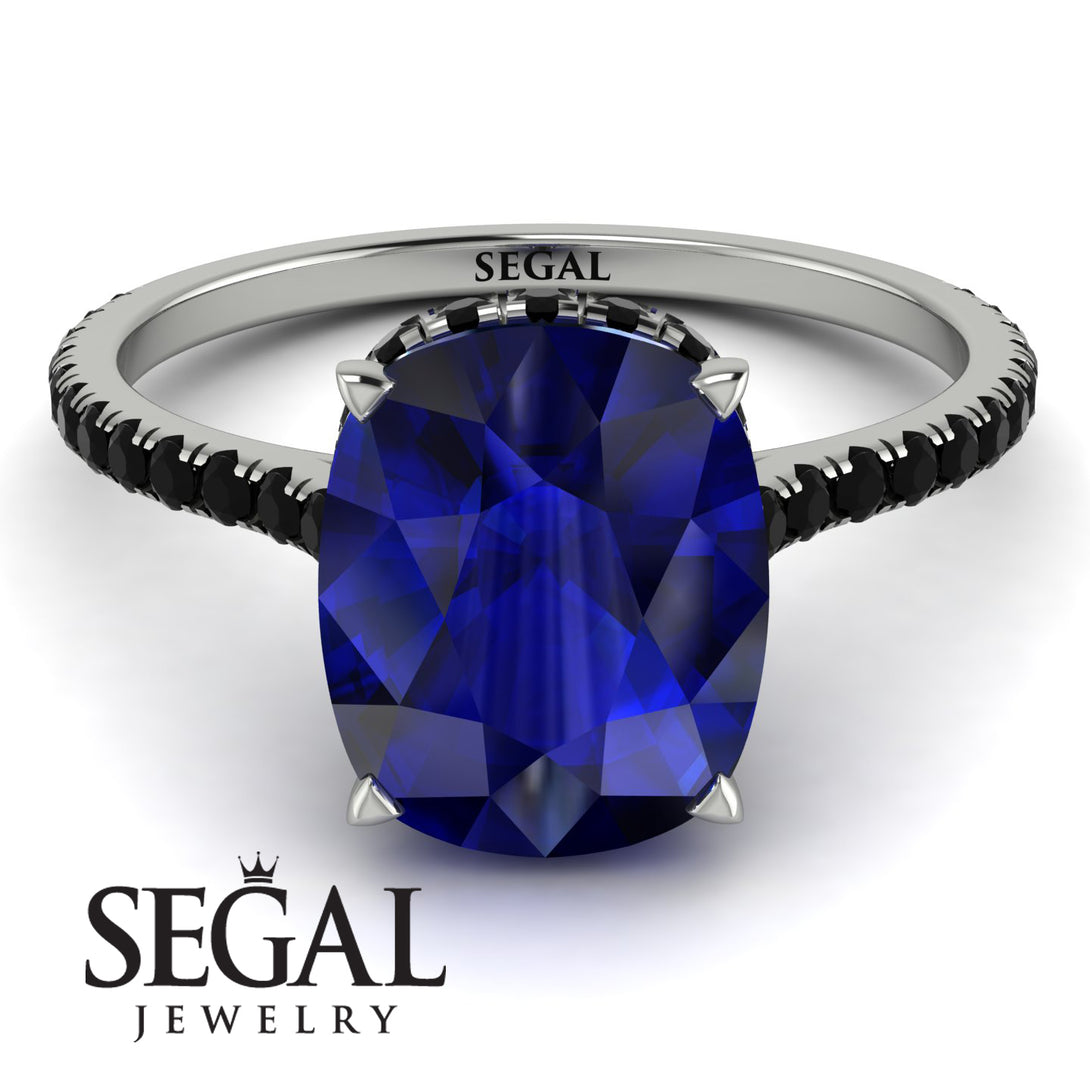 Hidden Halo Cushion Sapphire Ring - Alayna No. 45