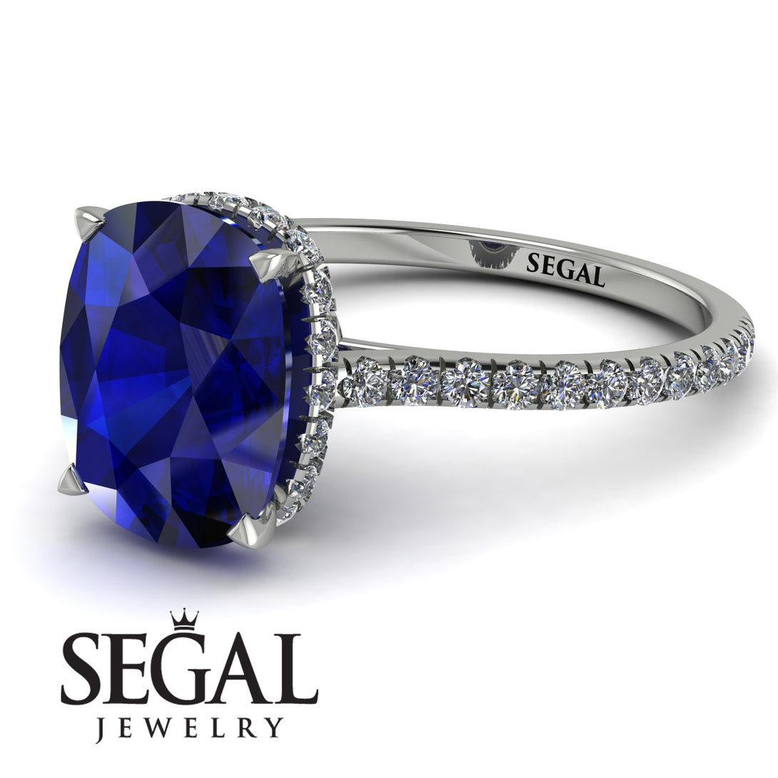 Hidden Halo Cushion Sapphire Ring - Alayna No. 15