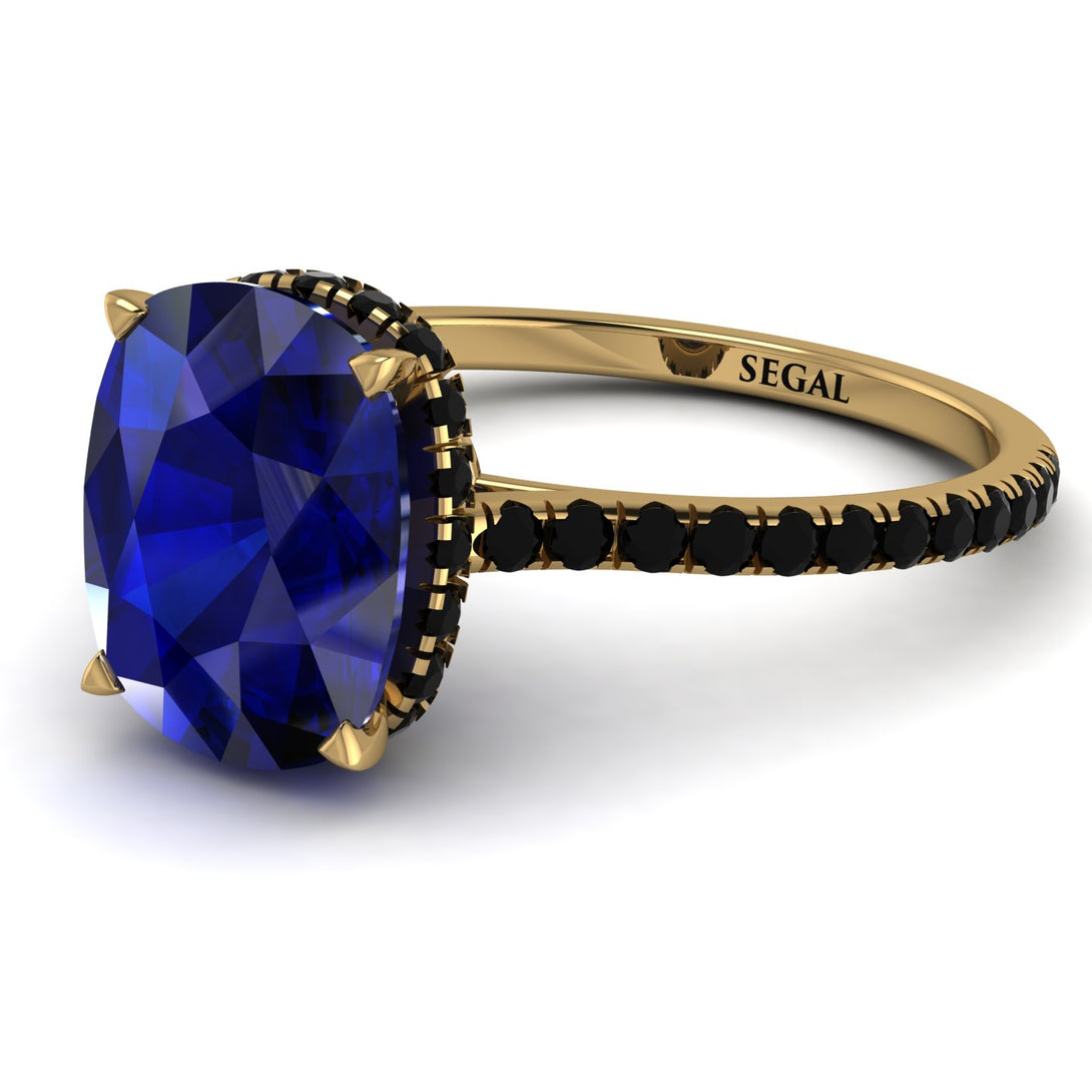 Hidden Halo Cushion Sapphire Ring - Alayna No. 43