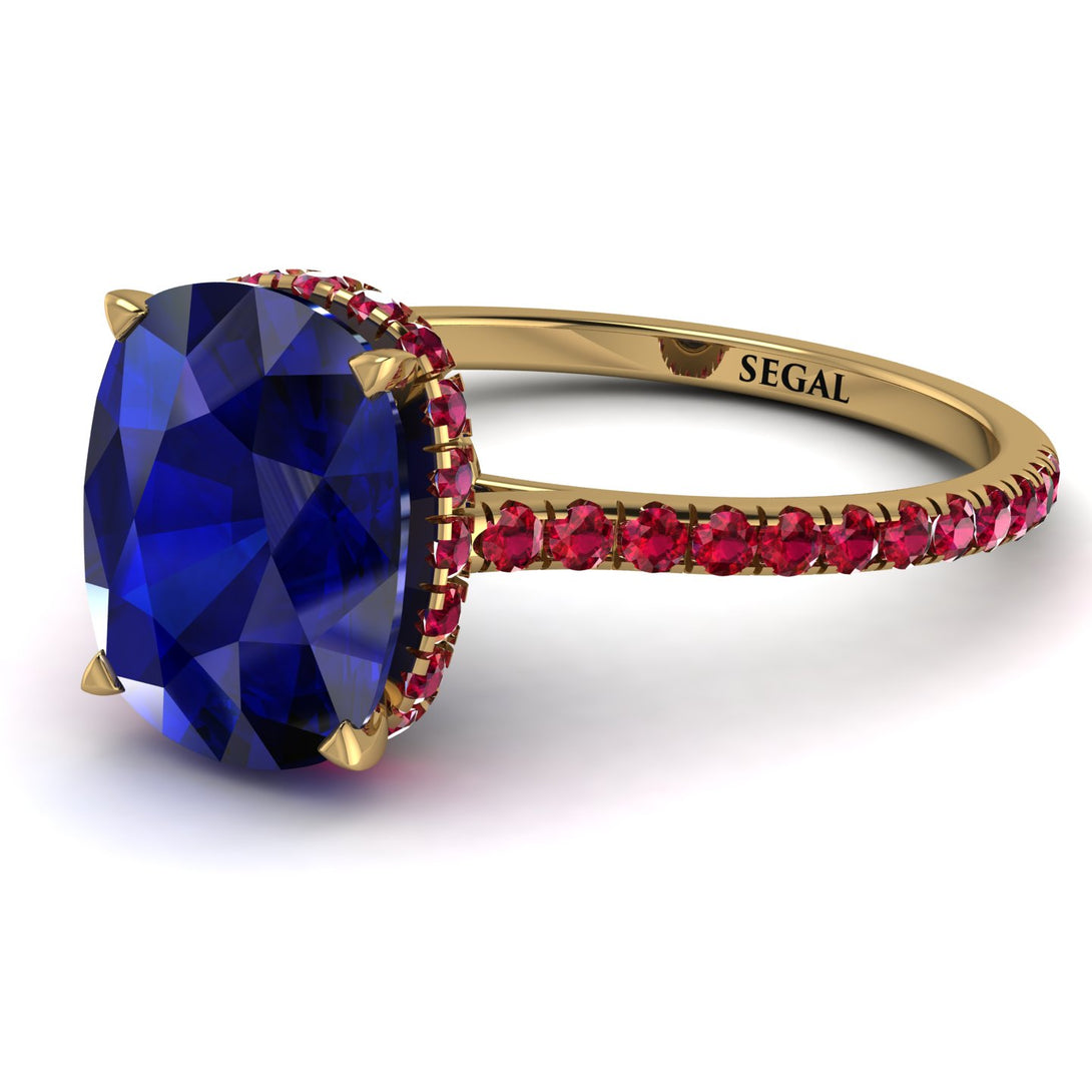 Hidden Halo Cushion Sapphire Ring - Alayna No. 58