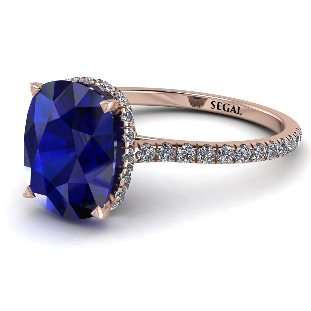 Hidden Halo Cushion Sapphire Ring - Alayna No. 14