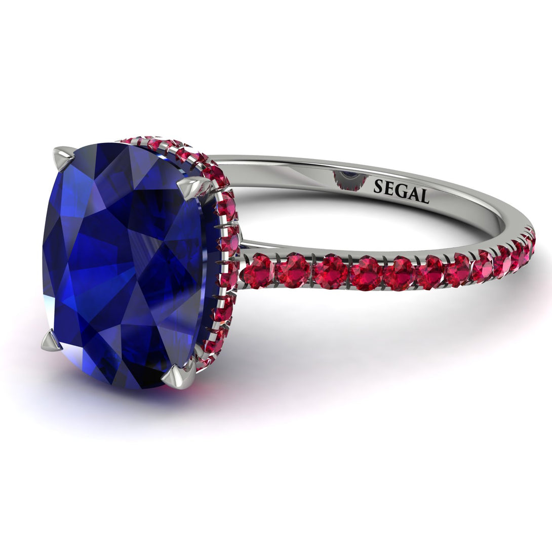 Hidden Halo Cushion Sapphire Ring - Alayna No. 60