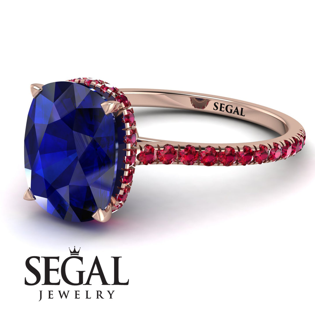 Hidden Halo Cushion Sapphire Ring - Alayna No. 59