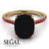 Hidden Halo Cushion Black Diamond Ring - Alayna No. 52