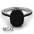 Hidden Halo Cushion Black Diamond Ring - Alayna No. 39