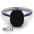 Hidden Halo Cushion Black Diamond Ring - Alayna No. 69