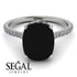 Hidden Halo Cushion Black Diamond Ring - Alayna No. 9 image 3
