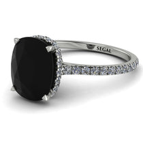 Hidden Halo Cushion Black Diamond Ring - Alayna No. 9 image 1