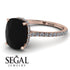 Hidden Halo Cushion Black Diamond Ring - Alayna No. 8