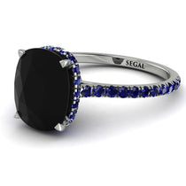 Hidden Halo Cushion Black Diamond Ring - Alayna No. 69 image 1
