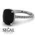Hidden Halo Cushion Black Diamond Ring - Alayna No. 9