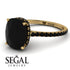 Hidden Halo Cushion Black Diamond Ring - Alayna No. 37