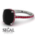 Hidden Halo Cushion Black Diamond Ring - Alayna No. 54