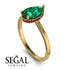 Hidden Halo Pear Emerald Engagement Ring - Mary No. 49