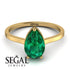Hidden Halo Pear Emerald Engagement Ring - Mary No. 34