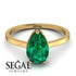 Hidden Halo Pear Emerald Engagement Ring - Mary No. 64