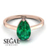Hidden Halo Pear Emerald Engagement Ring - Mary No. 65 image 3