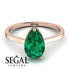 Hidden Halo Pear Emerald Engagement Ring - Mary No. 20 image 3