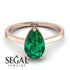 Hidden Halo Pear Emerald Engagement Ring - Mary No. 50