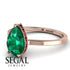 Hidden Halo Pear Emerald Engagement Ring - Mary No. 50