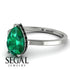 Hidden Halo Pear Emerald Engagement Ring - Mary No. 36 image 5