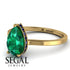 Hidden Halo Pear Emerald Engagement Ring - Mary No. 64 image 10