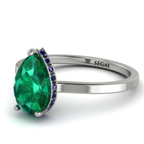 Hidden Halo Pear Emerald Engagement Ring - Mary No. 66 image 1