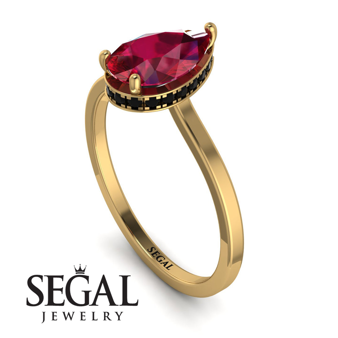 Hidden Halo Pear Ruby Engagement Ring - Mary No. 40