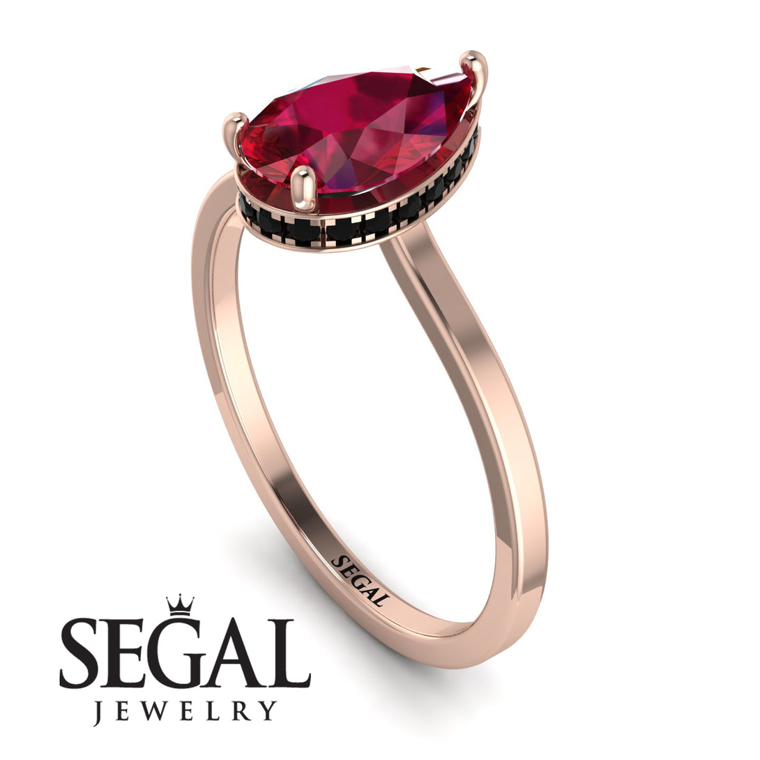 Hidden Halo Pear Ruby Engagement Ring - Mary No. 41