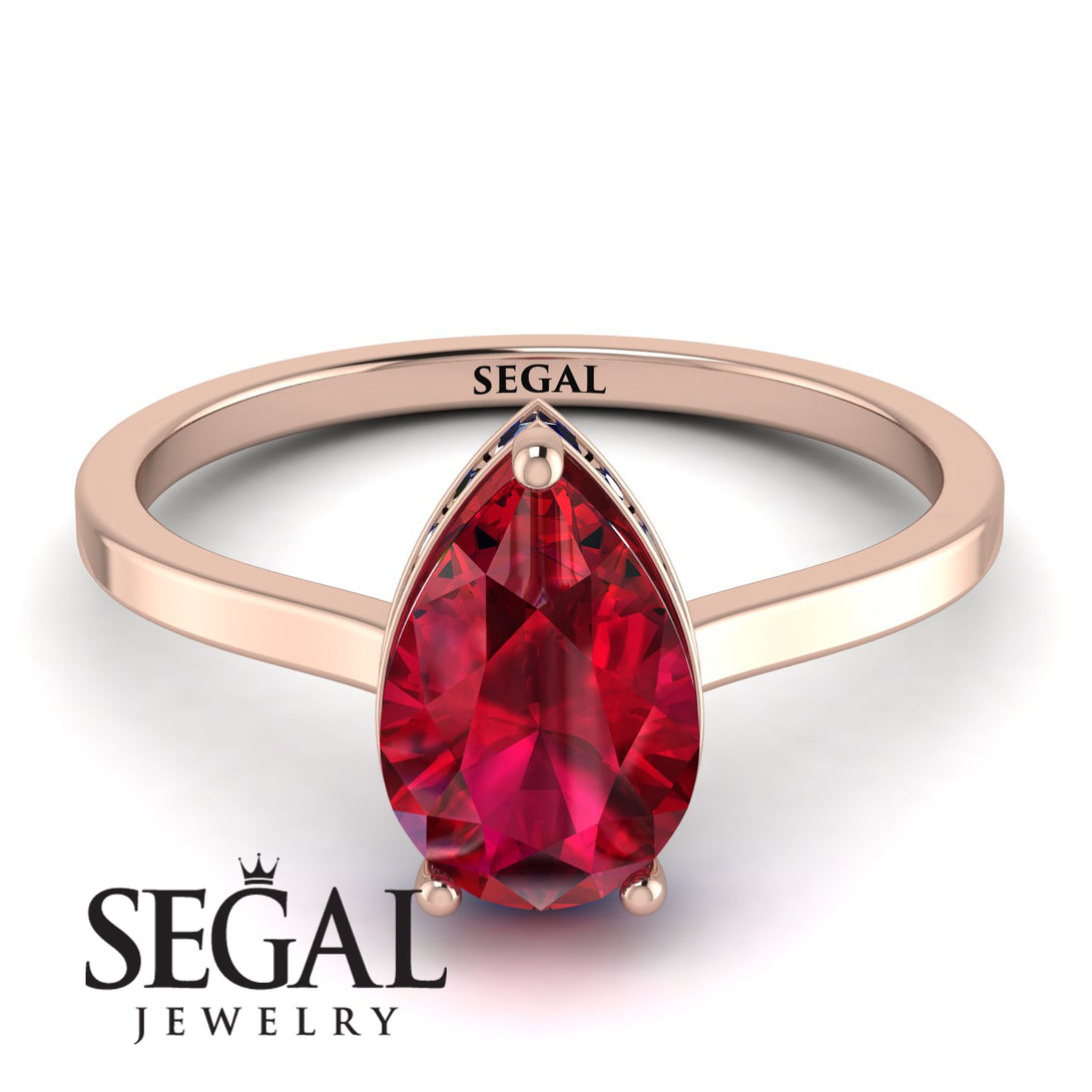 Hidden Halo Pear Ruby Engagement Ring - Mary No. 71