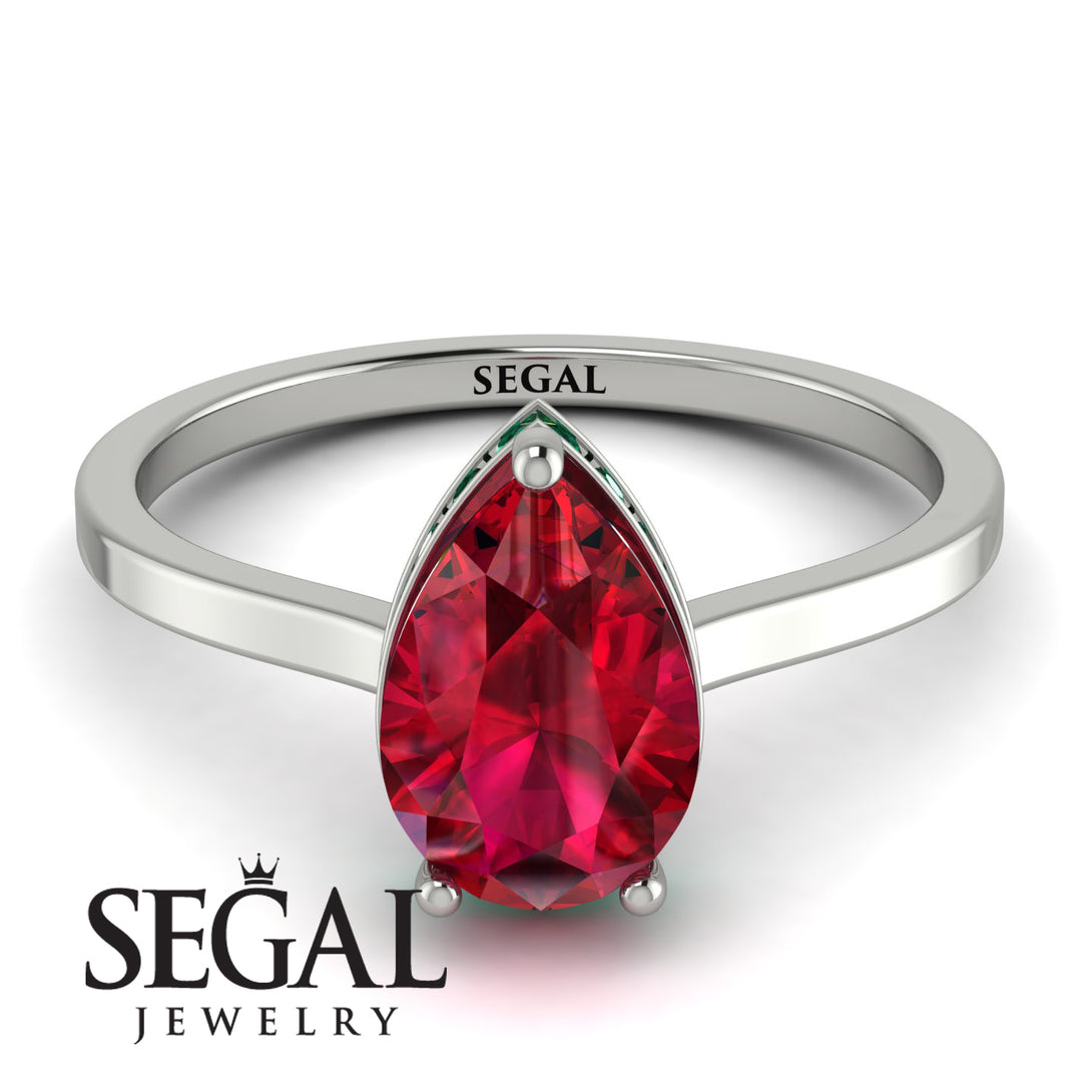 Hidden Halo Pear Ruby Engagement Ring - Mary No. 27