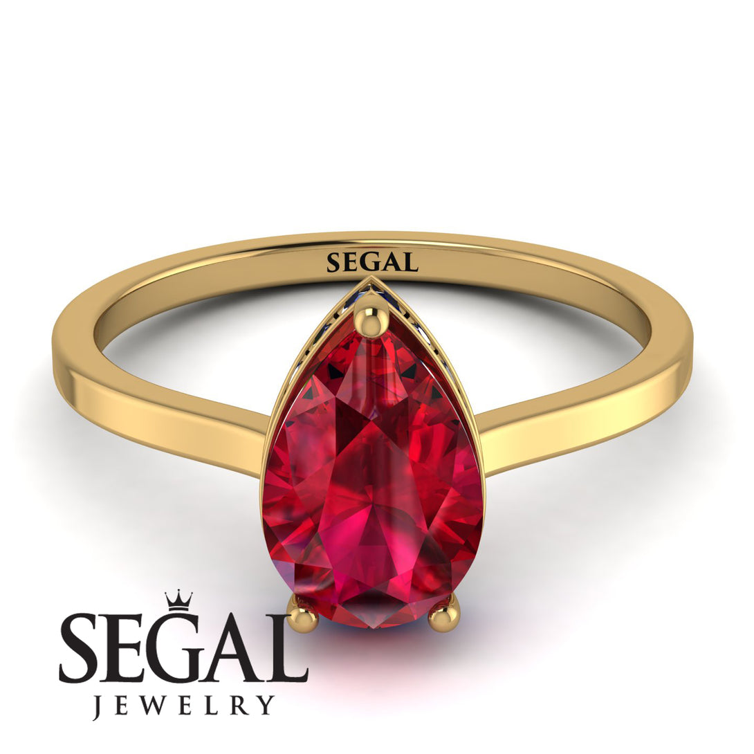 Hidden Halo Pear Ruby Engagement Ring - Mary No. 70
