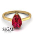 Hidden Halo Pear Ruby Engagement Ring - Mary No. 70