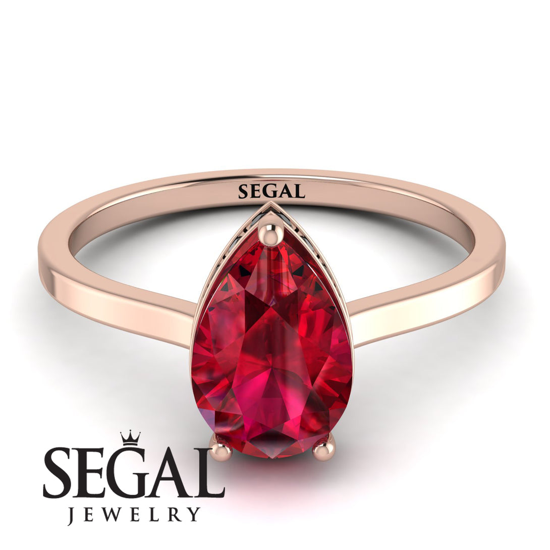 Hidden Halo Pear Ruby Engagement Ring - Mary No. 41