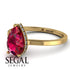 Hidden Halo Pear Ruby Engagement Ring - Mary No. 10