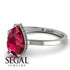 Hidden Halo Pear Ruby Engagement Ring - Mary No. 12