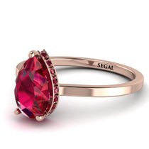 Hidden Halo Pear Ruby Engagement Ring - Mary No. 56 image 1