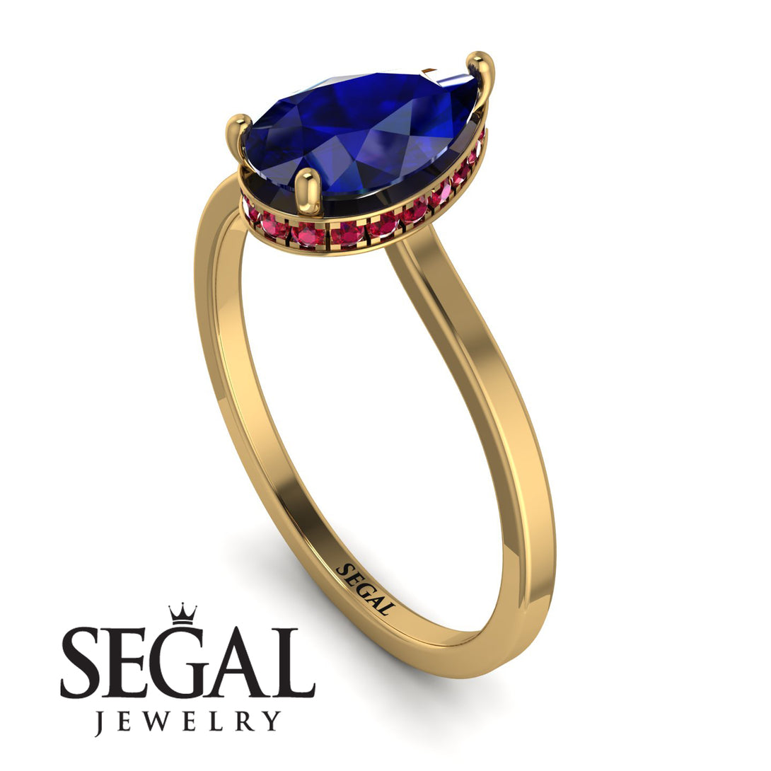 Hidden Halo Pear Sapphire Engagement Ring - Mary No. 58