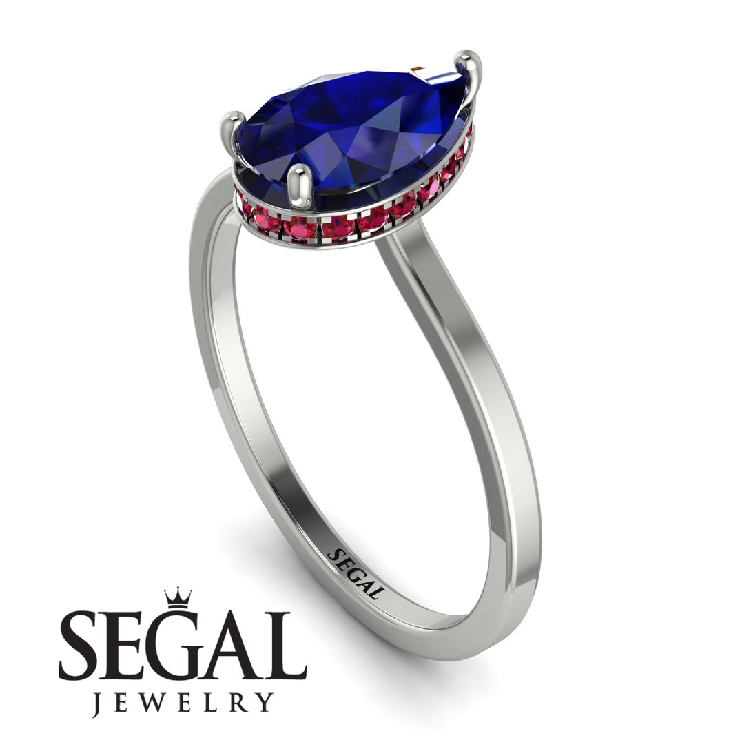 Hidden Halo Pear Sapphire Engagement Ring - Mary No. 60