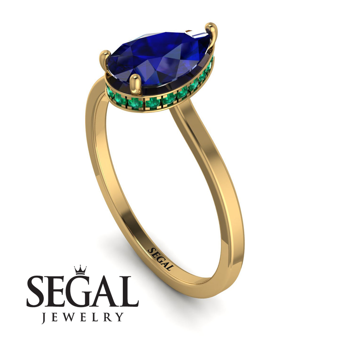 Hidden Halo Pear Sapphire Engagement Ring - Mary No. 28