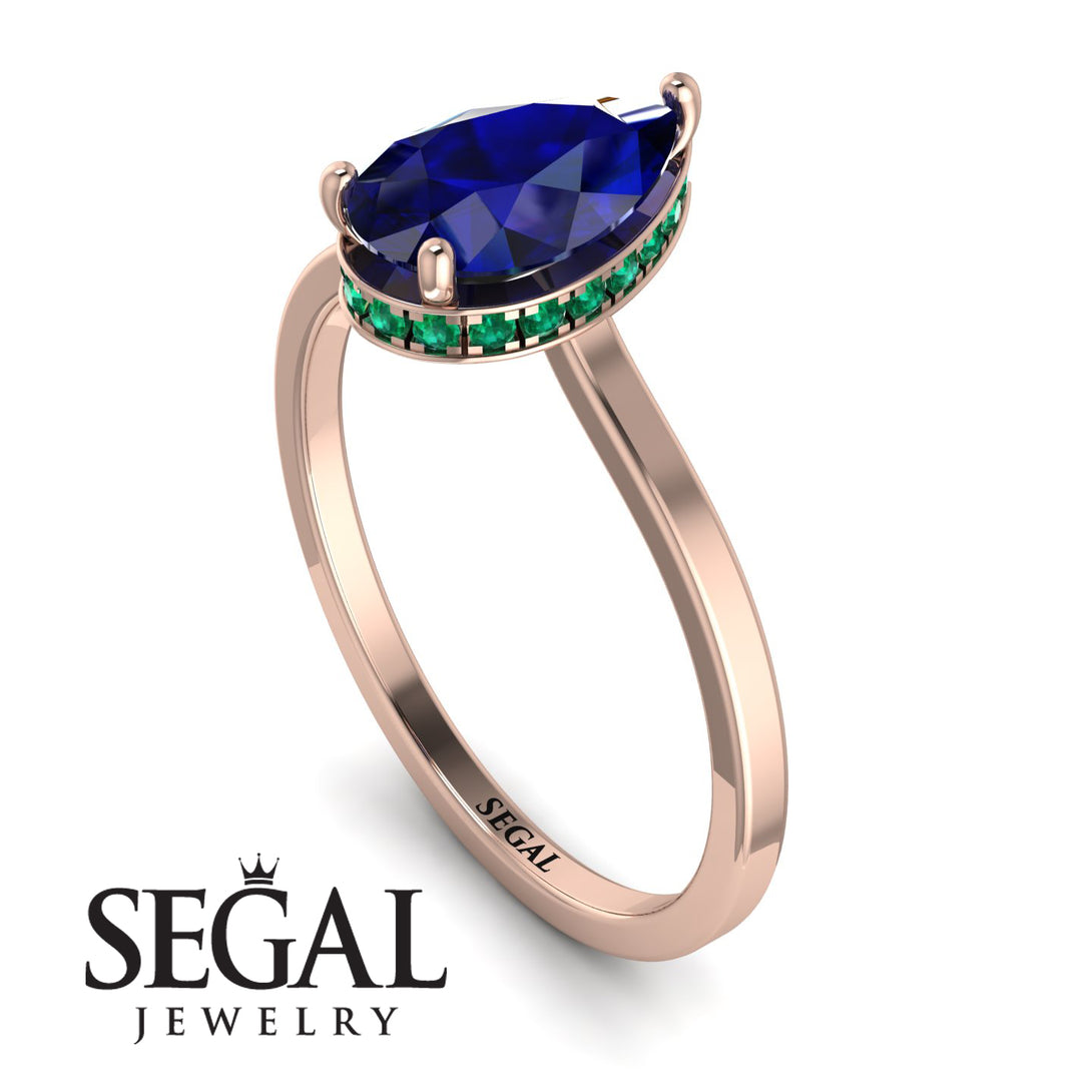 Hidden Halo Pear Sapphire Engagement Ring - Mary No. 29